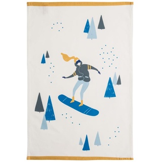 Coucke Geschirrtuch aus Baumwolle, Bedruckt, Snowboardeuse, 50 x 75 cm