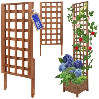 Modo24 Blumenkasten aus Holz, Pflanzkübel, Balkonkasten mit / ohne oder nur Rankgitter, Blumenkübel Holzkiste Garten Terrasse, Imprägniert Wetterfest Outdoor beige|braun 40 cm x 94 cm x 7 cm