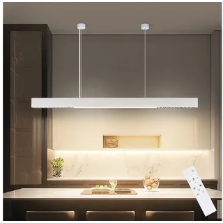 ZMH LED Pendelleuchte Esstisch Hängelampe Dimmbar - Modern mit Fernbedienung, LED fest integriert, Tageslichtweiß, weiß, dimmbar, Lang Linear, 53/57W silberfarben