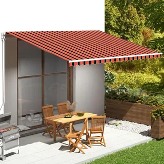 AUVYI Markisenbespannung Orange und Braun 5x3,5 m Markisen Ersatzstoff Markisenstoff Wechseln Balkonmarkisen Sonnenschutz Stoff Außen Markisenstoff Wasserdicht Hochwertiges Ersatztuch