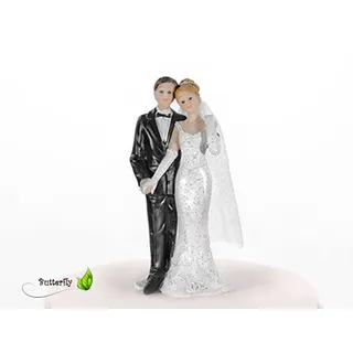 Partydeco Tortenstecker Hochzeitspaar Figur 11 cm Weiß