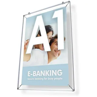 net-xpress Spannrahmen DIN A1 Posterrahmen Alu silber – Plakatrahmen für Schaufenster & Werbung – leichter Posterhalter mit Aufhängung – Rahmen DIN A1 aus Aluminium für Innenbereiche