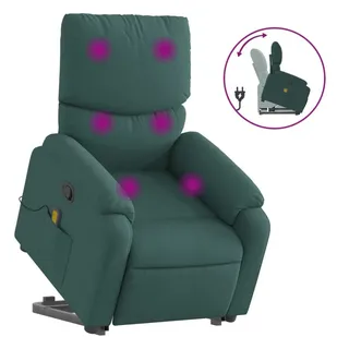vidaXL Massagesessel mit Aufstehhilfe Dunkelgrün Stoff 99 x 99 x 99 cm Grün