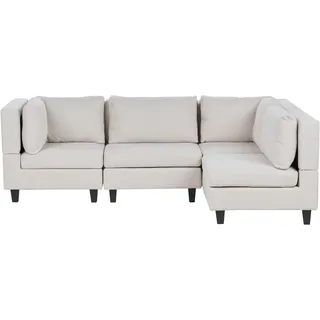 Beliani Eckcouch Stoff 4-Sitzer Beige/Schwarz