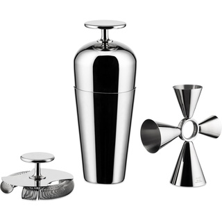 Alessi The Tending Box GIA26SET – Cocktail-Set mit Parisienne Shaker, Double Bar Sieb, Quadri Combo Jigger, aus Edelstahl 18/10