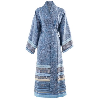 Bassetti Kimono MASER, knieumspielend, Baumwolle, Schnürverschluss, aus Baumwoll-Satin blau S-M