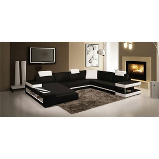 JVmoebel Ecksofa U Form Sofa Couch Polster Wohnlandschaft Design Luxus Ecksofa Leder schwarz|weiß
