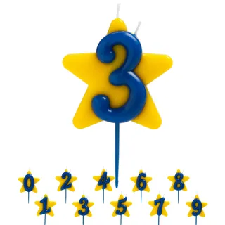 dekora - Solidarität Geburtstagskerze | Spezielle Sternkerzen - Doppelte Wunschkerzen für kranke Kinder - Nummer 3, Blau
