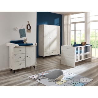 Babyzimmer-Komplettset ARTHUR BERNDT "Babyzimmer Set »Lavea« 3-teilig" Gr. ohne Matratze, B/H: 70 cm x 140 cm, weiß (white, oak, nachbildung) Baby Schlafzimmermöbel-Sets Komplett-Babybetten