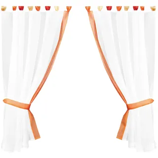 arsvita Gardinenset mit Schlaufen Skyline Landhausstil 140x120 cm - Orange