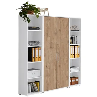 moebel-dich-auf TABOR 3 Aktenschrank 172x185x33 cm Weiß/Gold