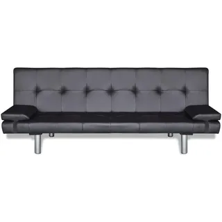 Tidyard Kunstleder Schlafsofa mit Bettkasten, Schlafcouch mit Schlaffunktion, Sofa mit Zwei Kissen Verstellbar, Schwarz/Cremeweiß Optional,168 x 82 cm (L x B)