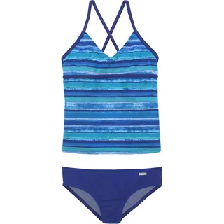 Tankini BUFFALO "May Kids" Gr. 170/176, N-Gr, blau (aqua, blau) Kinder Bikini-Sets Bikinis mit knalligem Streifendruck