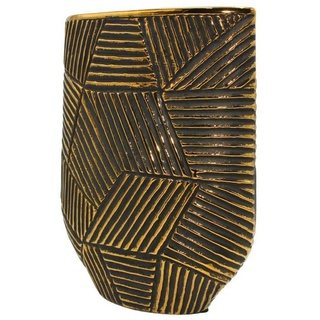 Dekohelden24 Dekovase Edle hochwertige schmale Keramik Vase in gold-schwarz, verschiedene (1 Vase, 1 St) schwarz 5 cm x 27 cm