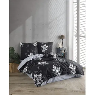 Explodo Home 2-3 teilig Bettwäsche Set 100% Baumwolle Renforce mit Reißverschluss (155 x 220 cm) Schwarz