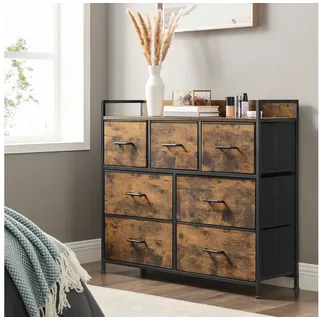 Songmics Kommode 98 x 85 x 28,5 cm Braun/Schwarz