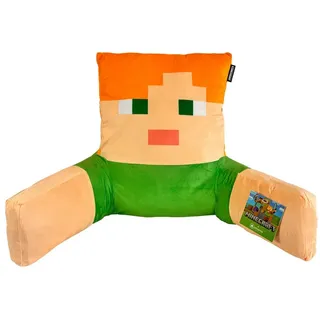 Minecraft Sitzkissen - praktisches Lesekissen mit Rückenlehne - in 3 versch. Designs, Relaxkissen aus weichem Samt mit Rückenlehne - Perfekt zum Entspannen grün