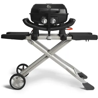 BURNHARD® Tragbarer 2-Brenner Gasgrill WAYNE inkl. Rollwagen