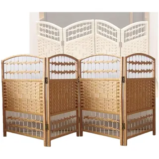 Freistehender Raumteiler, 4-Panel Rattan Sichtschutz für Wohnzimmer, Arbeitszimmer, Büro, Schlafsaal - Vielseitige und funktionale Raumtrennungslösung