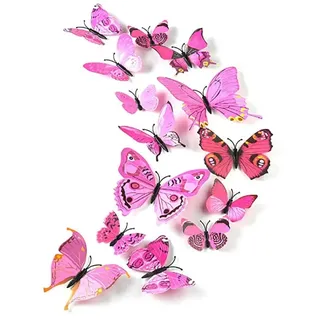 12 Stück 3D Abnehmbare Magnete Schmetterlinge Deko Butterfly Wandsticker für Heimwerker, Babyzimmer, Büro, Party und Geburtstag Dekoration