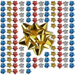 Relaxdays Geschenkschleifen 300 St. Blau/Gold/Rot