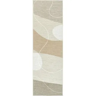 Lindorug Läufer Cortea Dunis, waschbar, Creme, Pinien, Honigeiche, Textil, geometrisch, rechteckig, 80x250 cm, Oeko-Tex® Standard 100, für Fußbodenheizung geeignet, rutschfest, in verschiedenen Größen erhältlich, wasserabweisend, schmutzabweisend, Hausstauballergiker feuchtraumgeeignet, stuhlrollengeeignet, waschbar, pflegeleicht, strapazierfähig, reißfest, rutschfeste Unterfläche, vegan, Teppiche & Böden, Teppiche, Teppichläufer