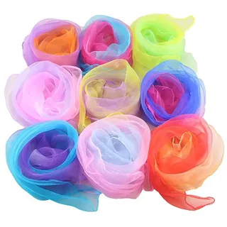 Blausky 16 Stück Square Jongliertücher,Tanz Tücher Set,Bunte Farbverlauf Chiffontücher Schal,Damen Kopftuch Seidentuch 60x60cm für Sensorisches Werkzeug,Tanzen Jonglieren,16 Farben