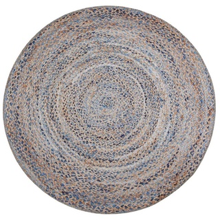 Teppich Moyo, onloom, rund, Höhe: 6 mm, Machinenwaschbar bis 30°C, robust, pflegeleicht beige|blau