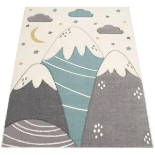 Paco Home Kinderteppich 160 x 230 cm Blau/Grau/Weiß