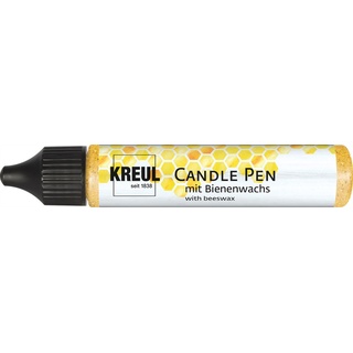 KREUL 49733 - Candle Pen, glitter-gold, 29 ml, Kerzenstift mit feiner Malspitze, Farbe mit Bienenwachs zum Verzieren & Bemalen von Kerzen