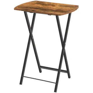 HOOBRO Beistelltisch Klappbar, Kleiner Sofatisch, Tablett Tisch, Kaffeetisch TV Tray im Industriestil, Serviertisch Snack Tisch für kleinen Raum, einfach montierbar, stabiles, Dunkelbraun EBF17BZ01