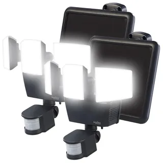 Luminea Solar-LED-Strahler außen: 2er-Set 3-fach-Solar-LED-Fluter für außen, PIR-Sensor, 3.600 lm (Flutlicht Bewegungsmelder, Spots Outdoor)