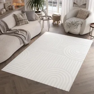 Tapiso Teppich HYGGE Modern Weiß Wohnzimmer Schlafzimmer 240 x 340 cm - Weiß