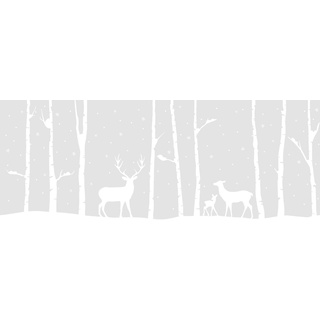 d-c-fix Fensterbilder Birch Woods - statisch selbsthaftend & wiederverwendbar - Weihnachten Fensterdeko innen Weihnachtsdeko Fenster-Sticker Winter-Deko Winterlandschaft Wald Hirsche 20 x 150 cm