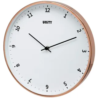 Unity-Wanduhr, Plymouth Roségold, modern, weißes Zifferblatt, 30 cm