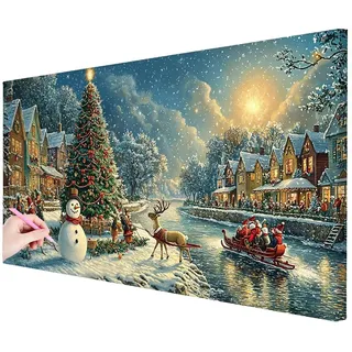 Diamond Painting Erwachsene Groß XXL 100x50cm, Diamond Painting Weihnachten Bilder, DIY 5D Diamant Malerei Schnee Basteln Erwachsene, Diamant Kunst Kreuzstich Set für Geschenke für Frauen Deko -3300
