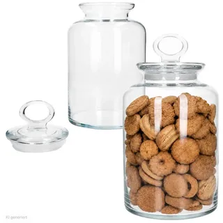 MamboCat Vorratsglas 2er Set Vorratsglas KIT 2,64L Glasdose mit Deckel Bonbonglas Keksglas, Glas
