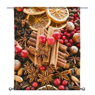 gardinen-for-life Scheibengardine Scheibenhänger Zimt, Weihnachten Transparent eckig Voile 60 cm x 75 cm