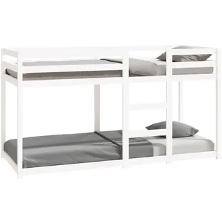 vidaXL Etagenbett, Stockbett für begrenzte Platzverhältnisse, Hochbett mit Leitplanken, Bett Bettgestell Bettrahmen, Weiß 80x200cm Massivholz Kiefer