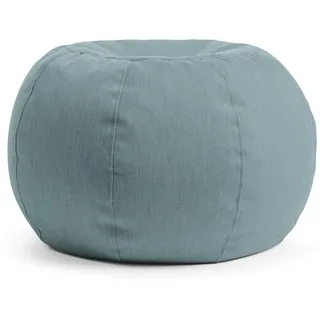 mokebo Outdoor Pouf Hocker 'Der Kugelige' (60x45cm) Made in Germany, Sitzhocker rund für Balkon & Garten, Bodenkissen, Sitzpouf, Fußhocker & Beistelltisch mit EPS-Perlen Füllung in Himmelblau