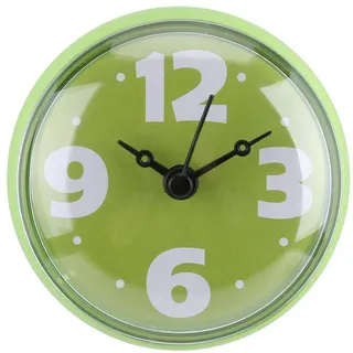 Water Resistant Suction Wanduhr Badezimmer Uhr Mini Wasserdichte Uhr mit ruhigen Sweep Movement Fenster Spiegel Bad Dusche Badezimmer Zubehör (Grün)