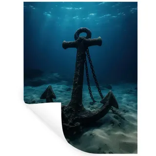 MuchoWow Wandsticker Anker - Eisen - Meeresboden - Sand (1 St), Wandtattoo, Selbstklebend, Wohnzimmer, 30x40 cm 30 cm x 40 cm x 0.1 cm