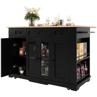 LuxusKollektion Kücheninsel Kücheninsel Küchenschrank Esszimmerwagen Buffetschrank schwarz schwarz