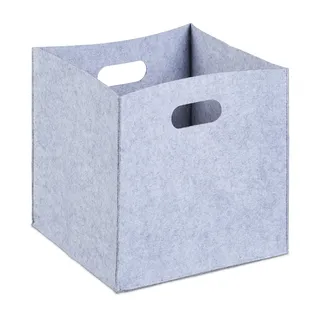 Relaxdays Quadratischer Filzkorb Aufbewahrungskorb 30 x 30 x 30 cm grau