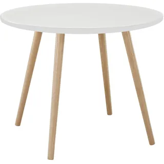 Runder Küchentisch, Kleiner Esstisch mit Massivholzbeinen, für Schlafzimmer, Büro, Wohnzimmer, Café, 100% handgefertigter moderner Wohnzimmertisch, 60x60x50cm (Weiß)