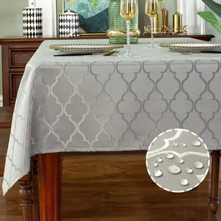 Jacquard-Tischdecke, rechteckig, wasserabweisend und knitterfrei, Polyester-Tischdecke mit eleganten Mustern für rechteckige Tische, Esszimmer und Küche, Tischdekoration