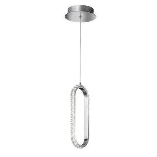 WOFI LED Pendelleuchte, Dimmer, LED fest integriert, Warmweiß, Esstisch dimmbar, ausgefallene ovale Galerie Ring-Lampe, Breite 16cm silberfarben