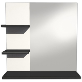 Berlioz Créations Mm schwarze Badezimmersäule, 60 x 60 x 16 cm, 3 Ablagen und 1 Spiegel, 100 Prozent französische Herstellung