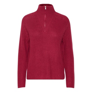 b.young Strickpullover Grobstrick Pullover Troyer Sweater mit Reißverschluss Kragen 6677 in Rot rot