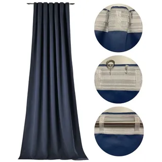 novumfix Verdunkelungsvorhang Sunout/dunkelblau KombiBand XXL bis 350 cm lang, verdunkelnd, Thermovorhang, extra lang 225 cm